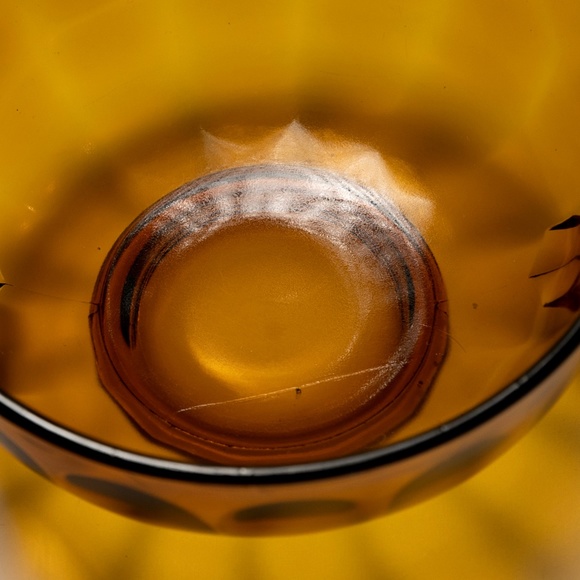 Vintage Oversized Amber Glass Double Handle Bowl/Cup - Picture 4 of 8